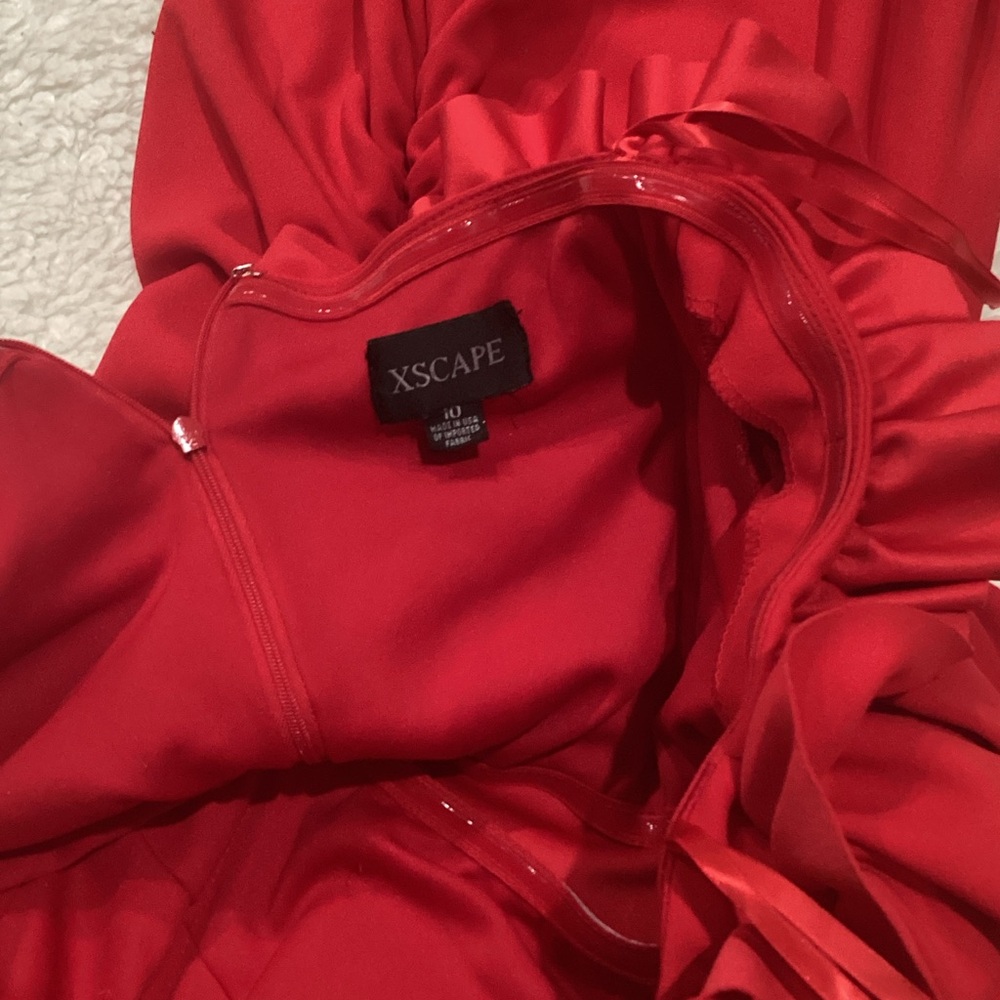 Xscape Red One-Shoulder Ruffle Dress - Picture 5 of 5